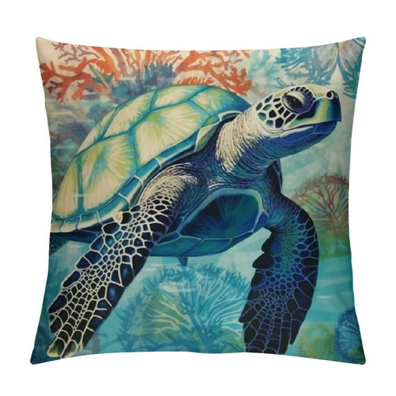 COMIO  Sea Turtle Throw Pillow Covers Coastal Ocean Seahorse Octopus Decorative Pillow Cases Cushion Covers for Sofa Couch Bedroom Home Decor