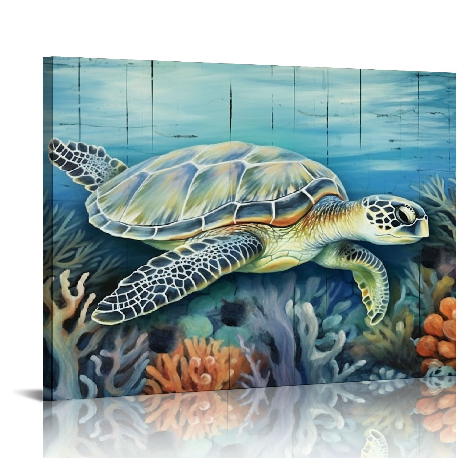 MLJA Sea Turtle Wall Art Bathroom Decor Beach Picture Canvas Print ...