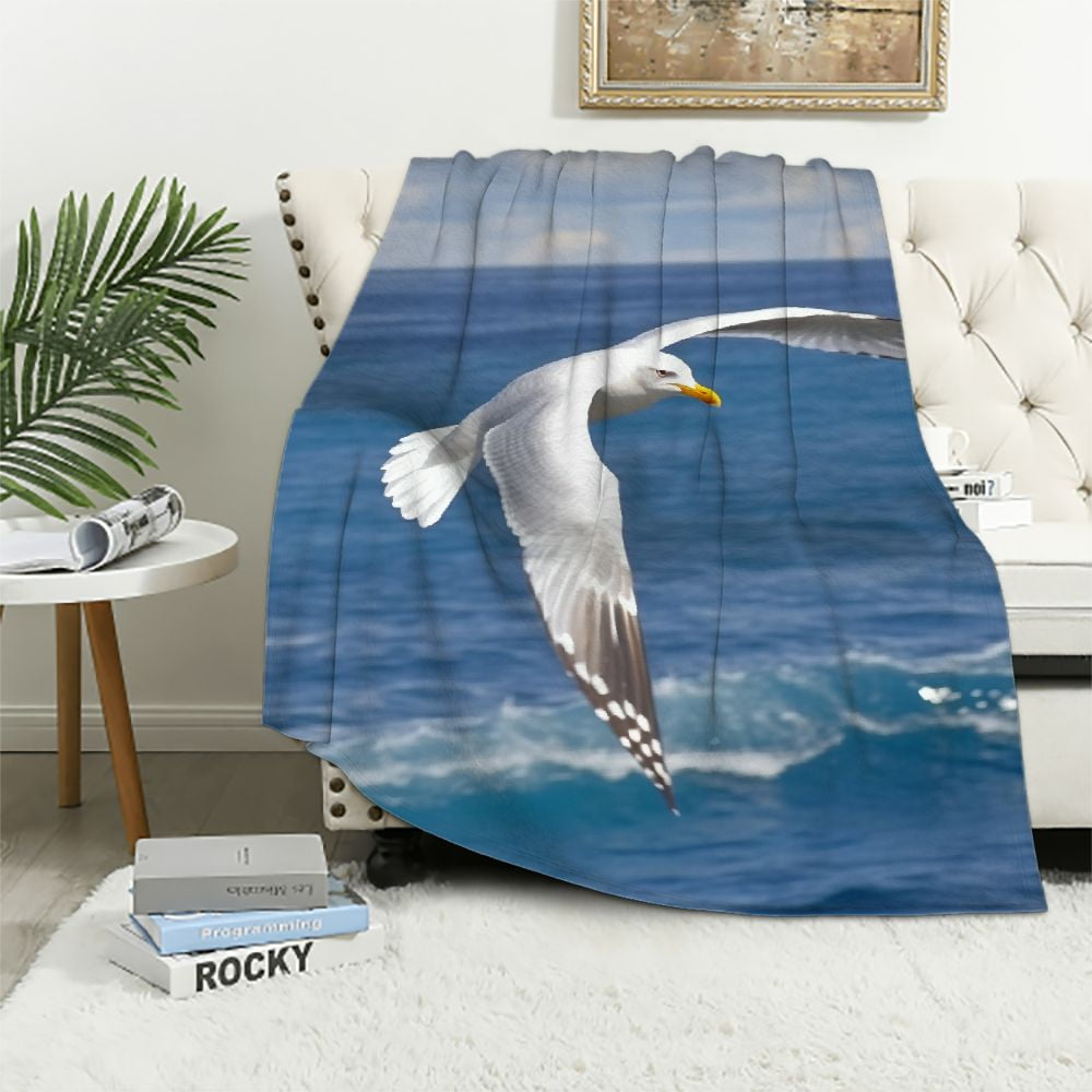 COMIO Seagull Bird Throw Blanket Animal Seagull Soft Fuzzy Warm Plush ...