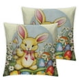 thumbnail image 1 of COMIO  Set of 2 Easter Pillow Covers Vintage Easter Bunny Egg Throw Pillows Cases Easter Rustic Spring Country Holiday Square Pillowcase 2pc, 1 of 6