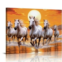 COMIO Seven Lucky Running Wild Horses Wall Art Animal Posters Canvas Poster Wall Art Decor Print Picture Paintings for Living Room Bedroom Decoration