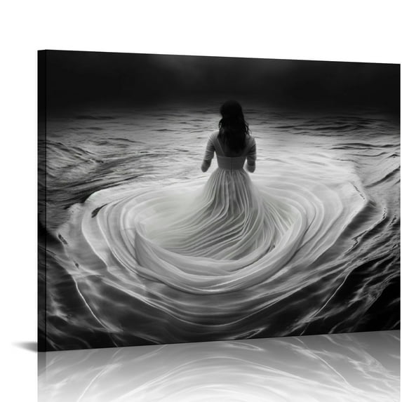 COMIO Sexy Woman Canvas Wall Art Black and White Art Woman Girl in Rain Picture Canvas Prints Modern Bedroom Hotel Wall Decoration Portrait Artwork Framed Ready to Hang