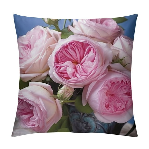 COMIO Shabby Chic Throw Pillow Cover, Flowers Decorative Cushion Cases Floral Pillow Home Decor for Spring Sunmmer