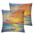 thumbnail image 1 of COMIO Short Plush 2-Piece Pillowcase Set Colorful Abstract Paintings Sky Blue and Orange White, 1 of 6