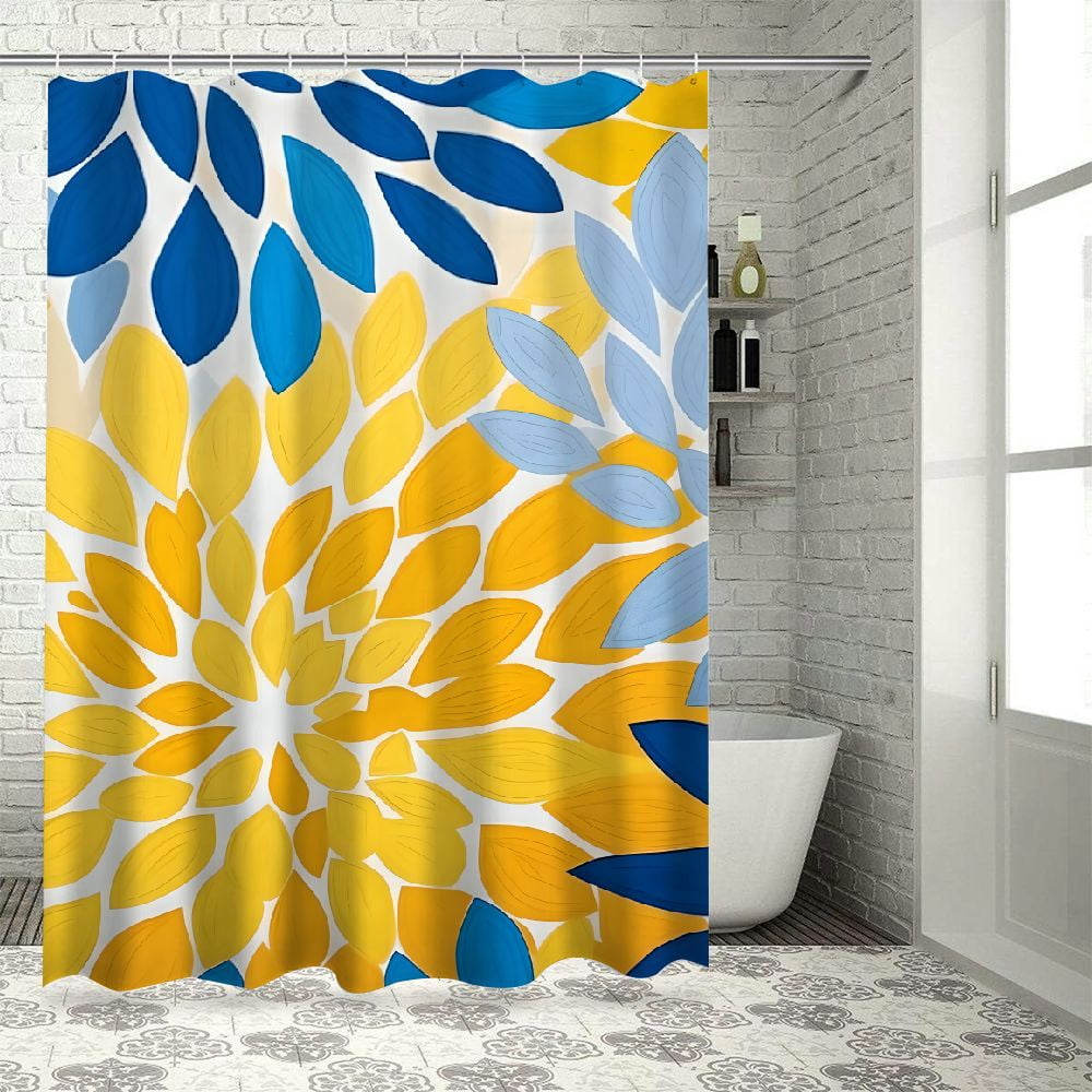 Yellow And Blue Shower Curtainnull