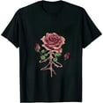 thumbnail image 1 of COMIO Skeleton Hand Red Rose Flower Aesthetic T-Shirt, 1 of 3