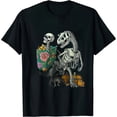 thumbnail image 1 of COMIO Skeleton Riding Mummy Dinosaur T rex Halloween Funny Pumpkin T-Shirt, 1 of 3