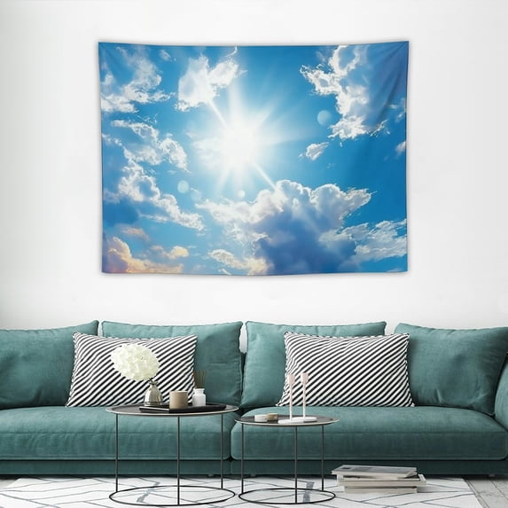 COMIO Sky Tapestry, Sun Blue Sky White Clouds Wall Hanging, Natural Landscape Home Decor for Bedroom Living Room Dorm 40x30 Inch