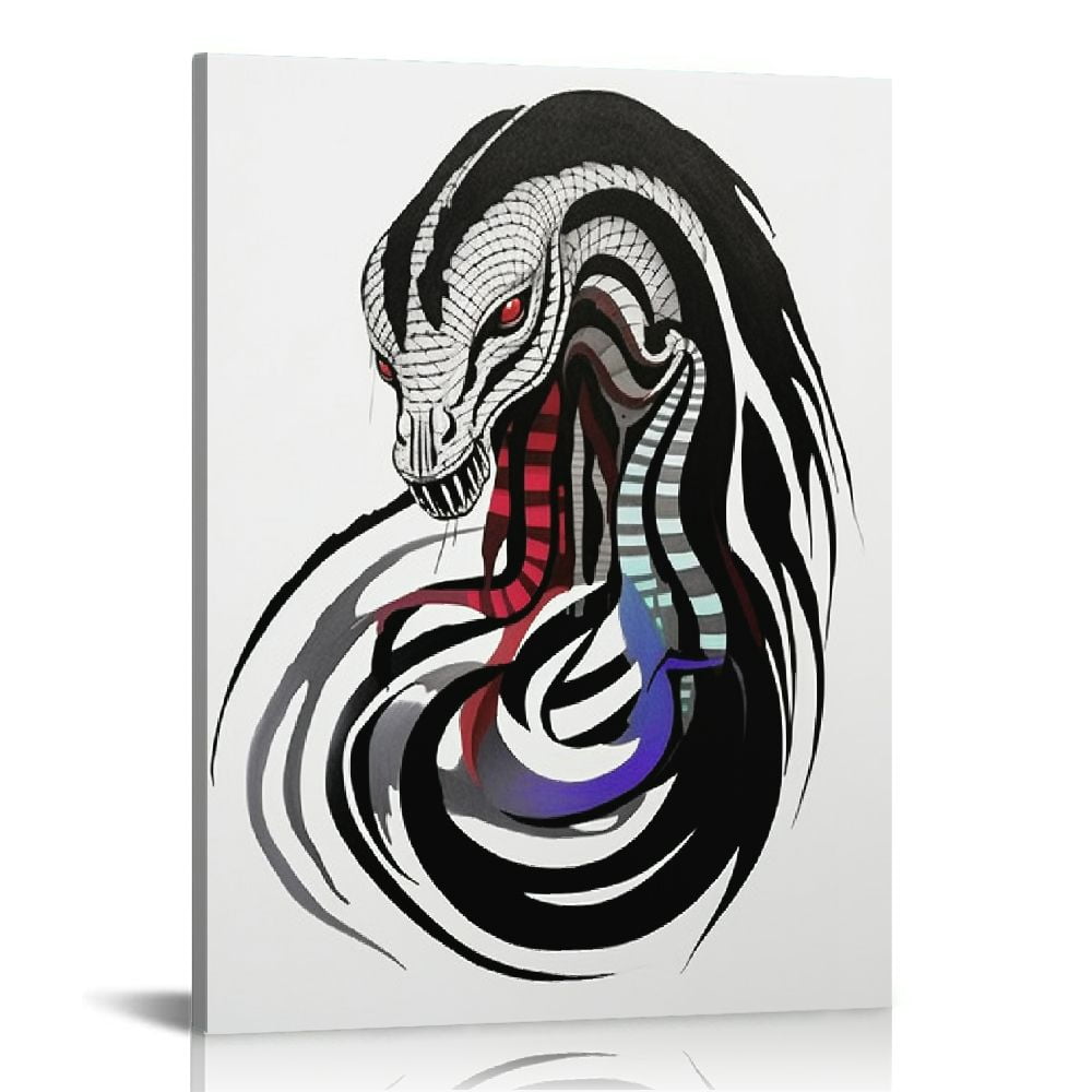 Snake Head Jiu Jitsu Canvas - Wall Art Brazilian BJJ (32 X 48 Inches
