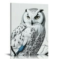 thumbnail image 1 of COMIO  Snow Owl White Feathers Peering Blue Eyes, Designed Wall Art,Gallery Wrapped Canvas, 1 of 4