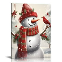 COMIO  Snowman Pictures Decor Wall Art Christmas Canvas Print Winter Snow Landscape for Home Bathroom Kids New Year Gift