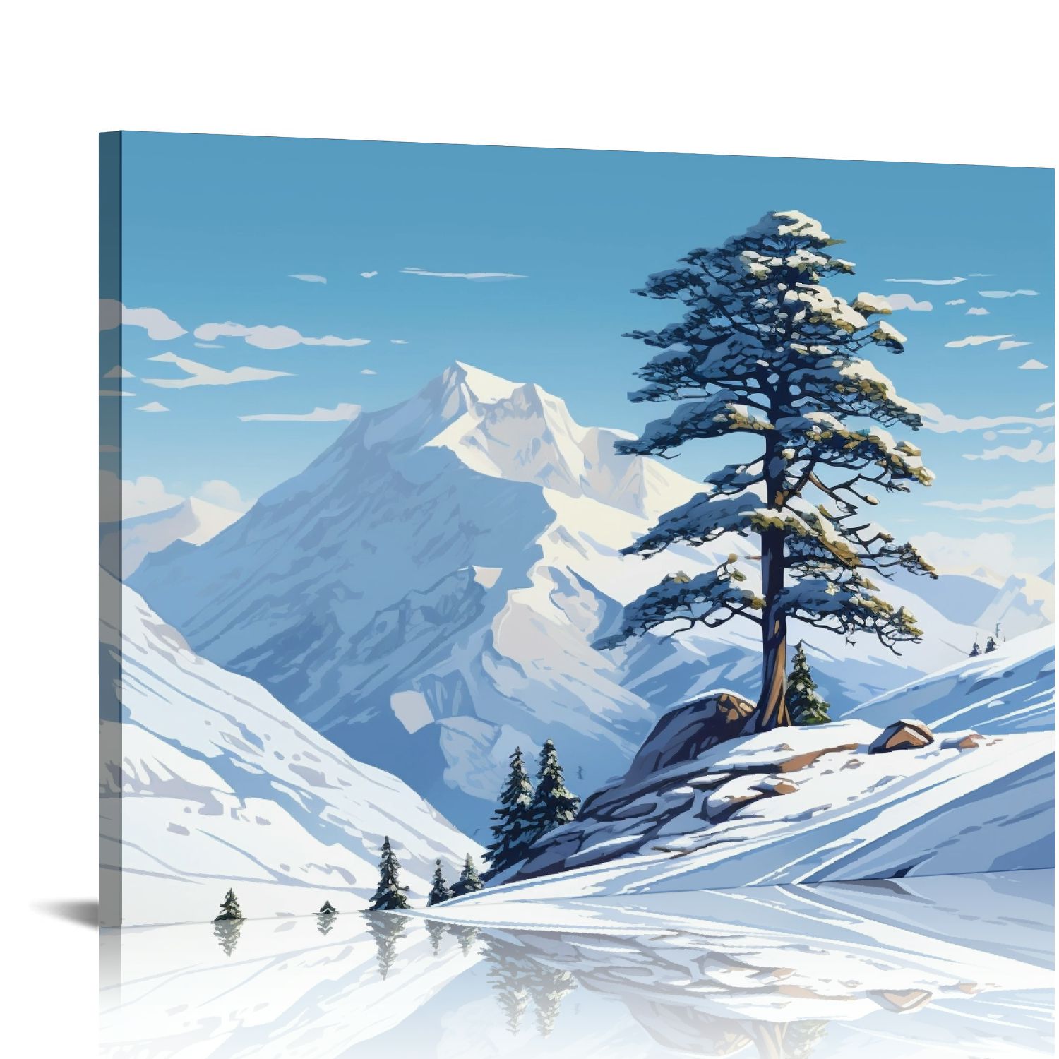 COMIO Snowy Winter Night Mountain Forest Starry Sky Pine Trees Photo ...