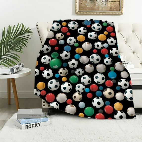 COMIO Soccer Blanket Soft Cozy Throws Blankets All Season Bed Sofa,Couch Room Bedroom Chairs Dorm for Adult and Kids Women Gifts
