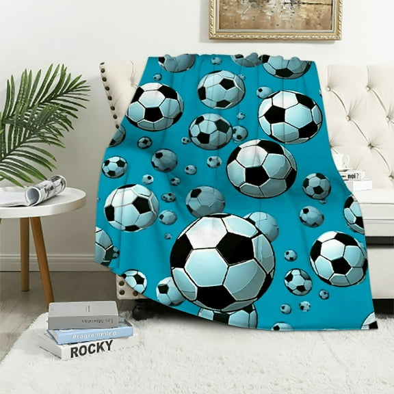 COMIO Soccer Blanket Super Soft Cozy Flannel Throw Blankets Gifts for Sport Fans Kids Boys Girls Adults Soccer Decor