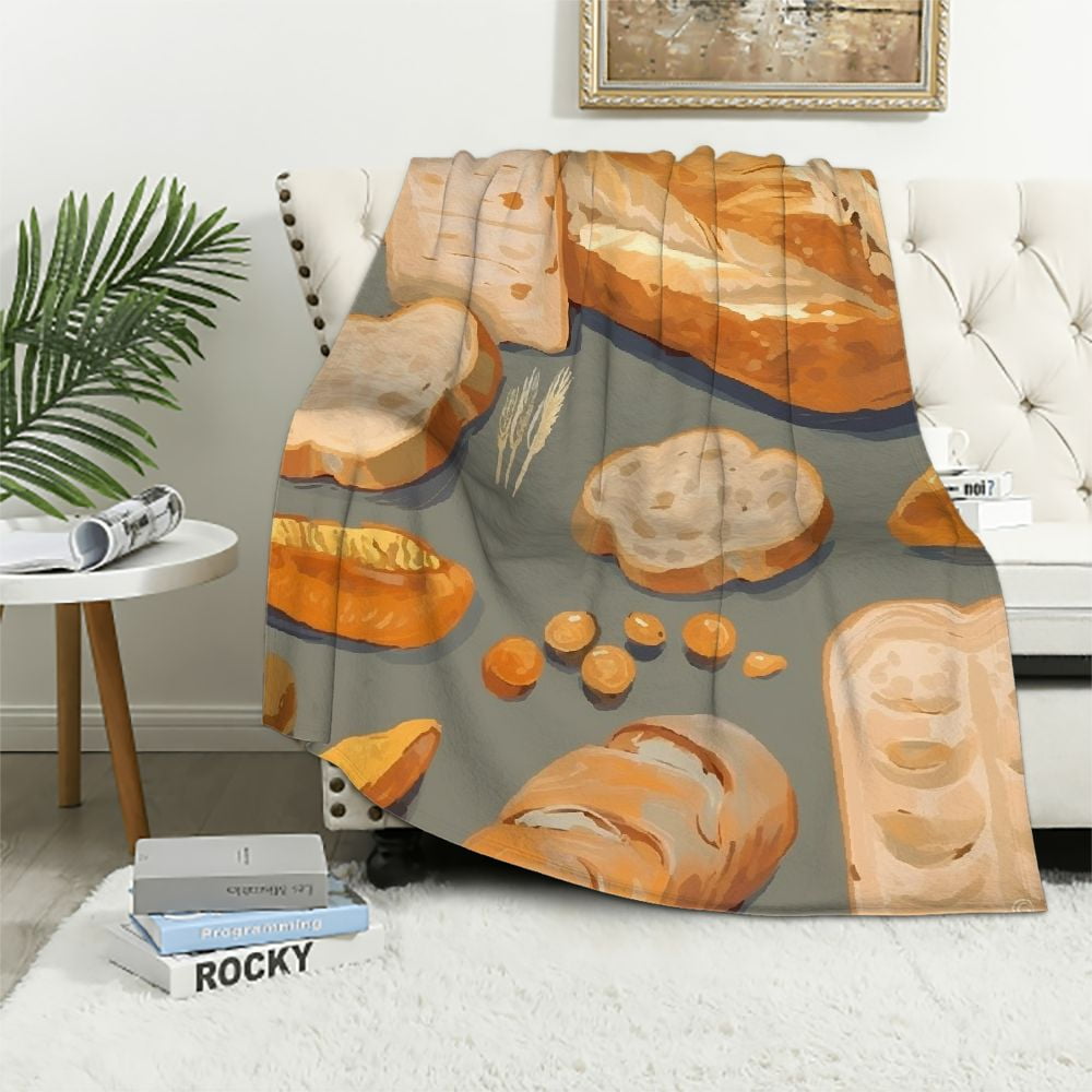 COMIO Soft Throw Blanket Bakery Baguette Cozy Warm Sherpa Blankets ...