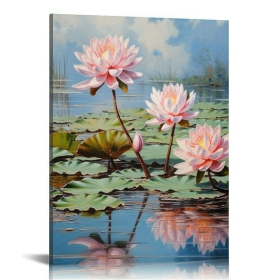 COMIO SouthandArt Claude Wall Art, Water Lilies, 190, Canvas Wall Art with Hanging Kit, Canvas, Wall Decor 16x20 inch