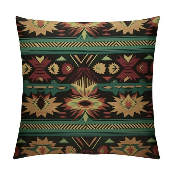 COMIO Southwest Tribal Green Brown Throw Pillow Cover Cushion Case for Home Decor Sofa Couch Farmhouse Decorations