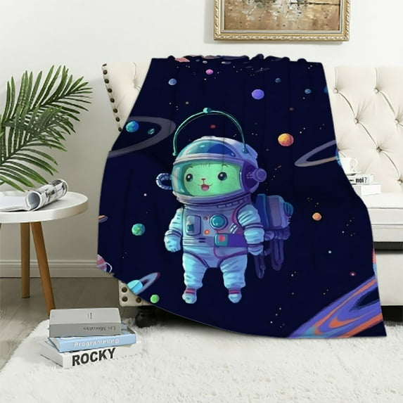 COMIO Space Blanket for Boys Kids Plush Throw Blanket with Galaxy Design for Bed Sofa Couch, Soft Fuzzy Blanket Space Room Decor Gift