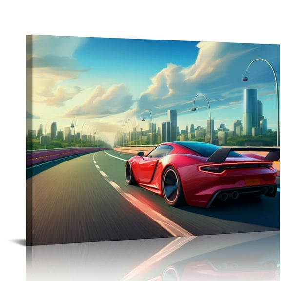 COMIO Sports Car Canvas Wall Art for Living Room Super Car Modern Painting Racing Car Picture for Men Boys Bedroom Formula 1 Car Office Home Wall Decorations
