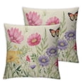 thumbnail image 1 of COMIO  Spring Lumbar Pillow Cover Multi-Colored-Flowers Butterfly Decorations Farmhouse Decorative White Cushion Case Decor for Home Sofa Couch, 1 of 6