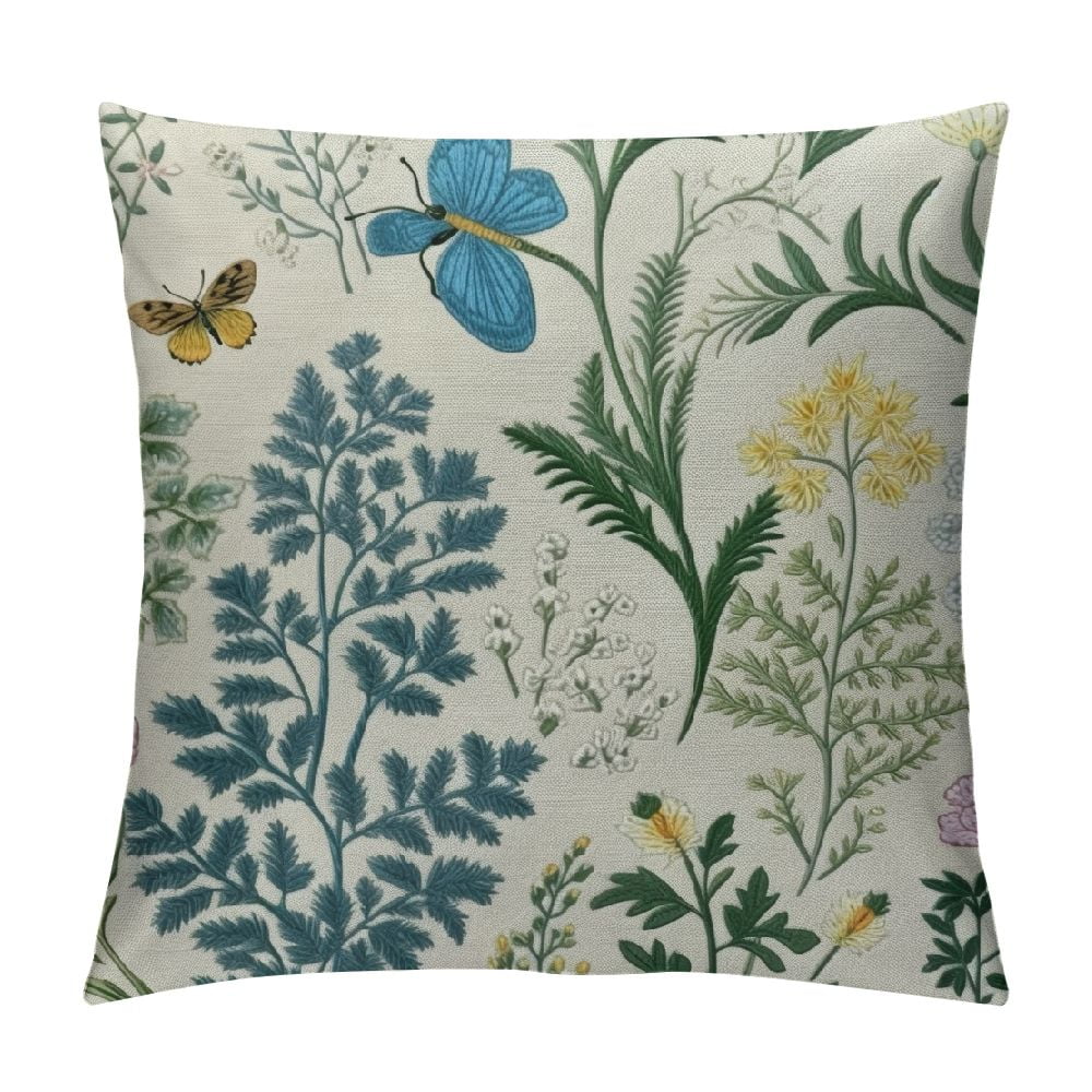 COMIO Spring Pillow Covers, Blue Teal Wild Flower Plant Throw Pillows