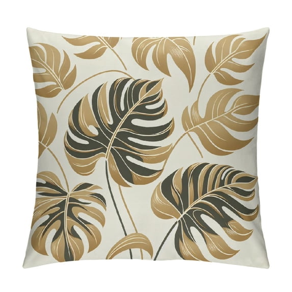 COMIO Spring Pillows Decorative Throw Pillow Covers, Tropical Monstera Palm Leaf Floral Print Fabric Double Sided Square Pillow Cases Pillowcase Sofa Cushion White