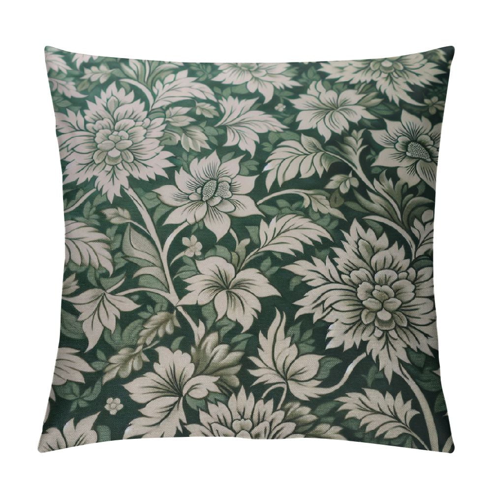 COMIO Spring Sage Green Pillow Covers Vintage Floral Rustic Old Style ...