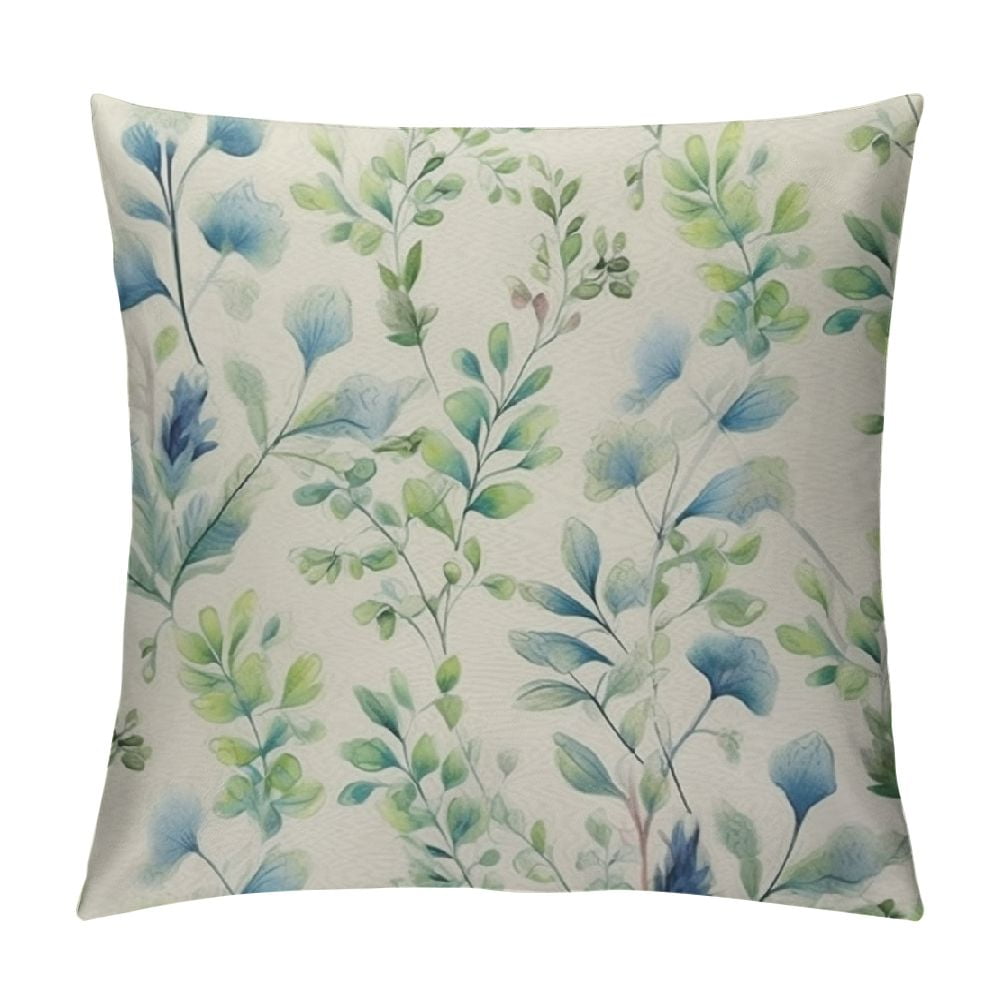 COMIO Spring Sage Green Throw Pillow Covers Watercolor Eucalyptus