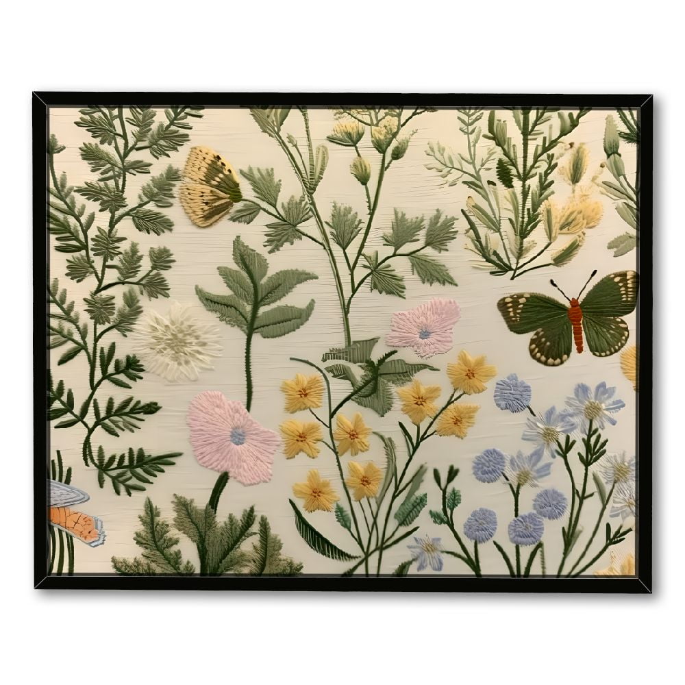 COMIO Spring Sage Green Wild Flower Plant Seasonal Floral Canvas Wall ...