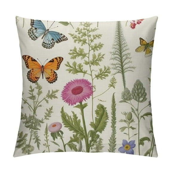 COMIO Spring Summer Floral Leaf Pillow Covers Farmhouse Sage Green Wildflower Herbs Plant Throw Pillows Cover Decorative Pillow Cases for Outdoor Bedroom Couch Sofa Decor