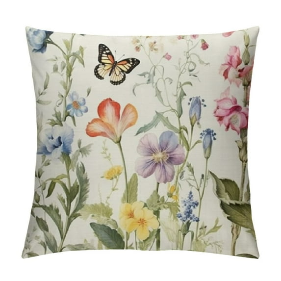 COMIO Spring Summer Floral Pillow Covers Sage Green Wild Flower Leaf Throw Pillows Cover Set of Farmhouse Plant Pillowcase Outdoor Decorative Square Cushion Cover for Couch Bed Sofa Decor