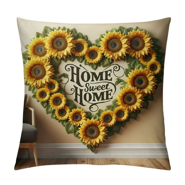 COMIO Spring Summer Sunflower Throw Pillow Covers,Yellow Flowers Pillow