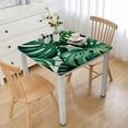 thumbnail image 1 of COMIO Spring Summer Tropical Green Leaf Waterproof Resistant Fabric Square Tablecloth White, 1 of 7