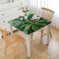 thumbnail image 1 of COMIO Square Fitted Tablecloth Tropical Leaves Dense Jungle Palm Tree Branch Rainforest Green Decorative White, 1 of 7