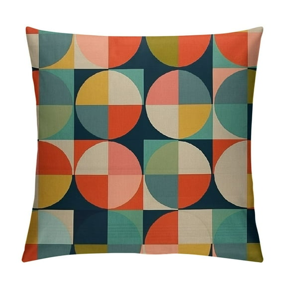 COMIO Square Pillow Cushion Cover,Fashion Geometric Pattern in Mid-Century Modern Colors Cushion Covers Home Decorative Throw Pillowcases
