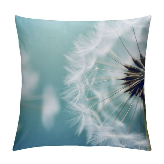COMIO Square Throw Pillow Covers Beautiful Dandelion Pillow Cases Decorative for Home Bedroom Sofa Abstract Green Background Floral Creative Design Pillowcases Standard