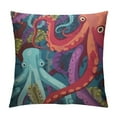 thumbnail image 1 of MLJA Square Throw Pillow Covers Cartoon Funny Colorful Octopus Pattern Pillow Cases Decorative for Home Bedroom Sofa Pillowcases Standard., 1 of 5
