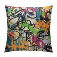 thumbnail image 1 of COMIO  Square Throw Pillow Covers Graffiti Messy Alphabet Spray Paint Design Pillow Cases Decorative for Home Bedroom Sofa Pillowcases Standard, 1 of 5