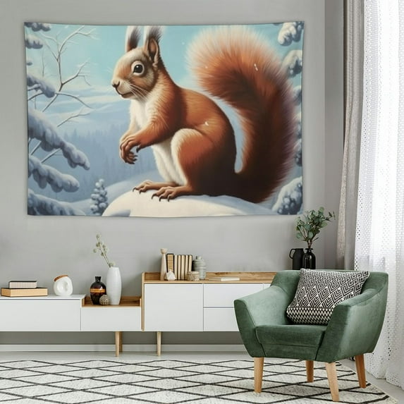 COMIO Squirrel Forest Snow Tapestry Wall Hanging Art Decor Tapestries for Bedroom Living Room Dorm