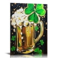 thumbnail image 1 of COMIO St Patrick's Day Canvas Painting Art, Shamrocks In A Beer Mug Picture Print, Living Room Home Decor Gifts, 1 of 5