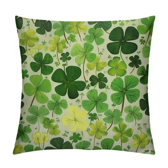COMIO  St.Patrick's Day Pillow Covers Clovers Lucky Blessed Decorations Holiday Spring Decorative Pillow Case Decor for Sofa Couch (Green) AK039-12