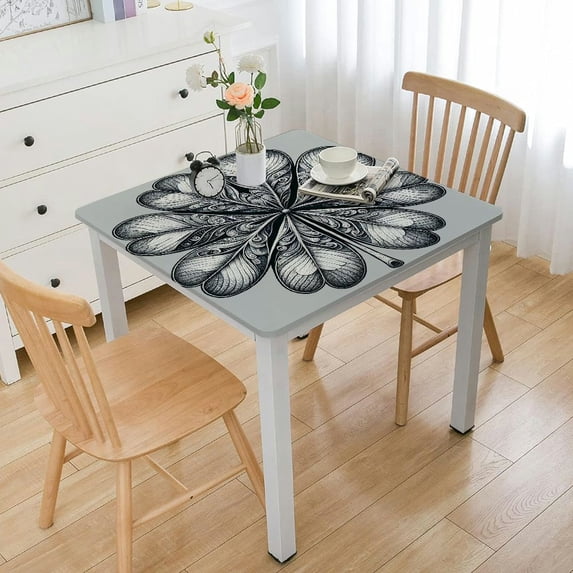 COMIO St. Patrick's Four-Leaf Clover Lucky Green Square Fitted Tablecloth White