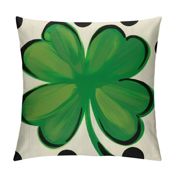 COMIO St Patricks Day Clover Polka Dot Throw Pillow Cover, Shamrock Cushion Case Decoration for Sofa Couch