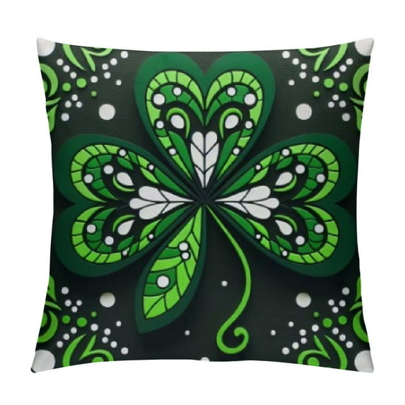 COMIO St Patricks Day Pillow Covers,Shamrock Clover Hat Lucky Charm Decorations Holiday Farmhouse Spring Pillow Case Decor for Home Sofa Couch