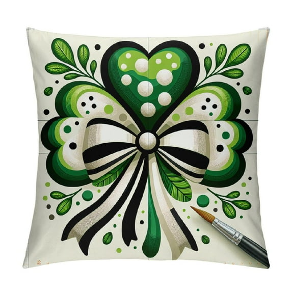 COMIO St Patricks Day Pillow Covers Watercolor Green Lucky Clover Shamrock Grey Buffalo Plaid Decorative Throw Pillow Cases Farmhouse Decoration for Sofa Couch Bed