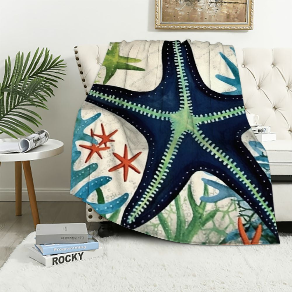 Starfish Ocean Print Pattern Blanket