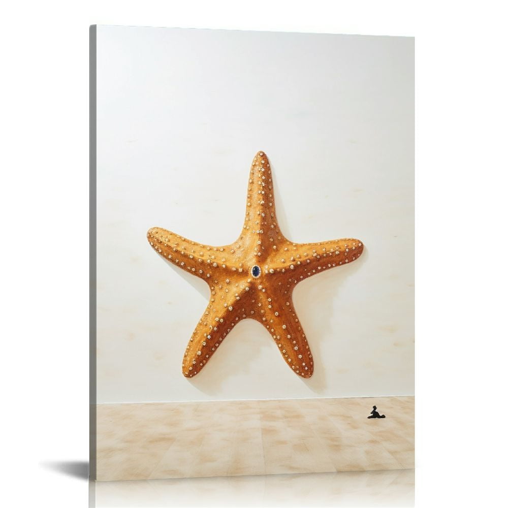 COMIO Starfish Canvas Wall Art Fish Seaweed Conch Painting Print Beach