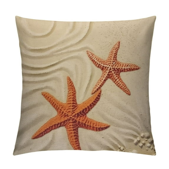 COMIO Starfish On Beach Throw Pillow Cover Wave Sand Sea Beautiful Coast Exotic Ocean Nature Shore Pillow Case Decorative Men Women Boy Girl Room Cushion Cover for Home Couch Bed