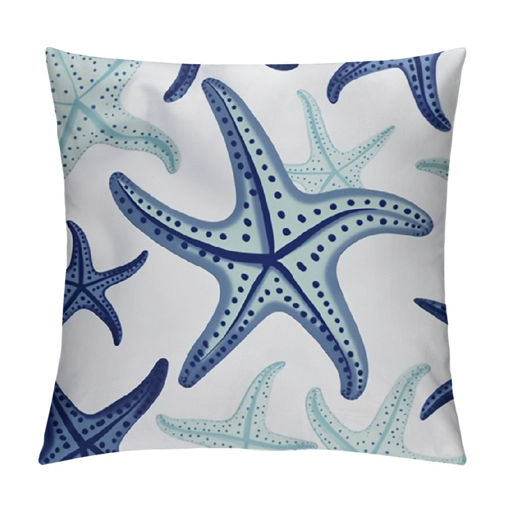 COMIO Starfish Pillow Covers Summer Beach Themed Blue Coastal Pillows