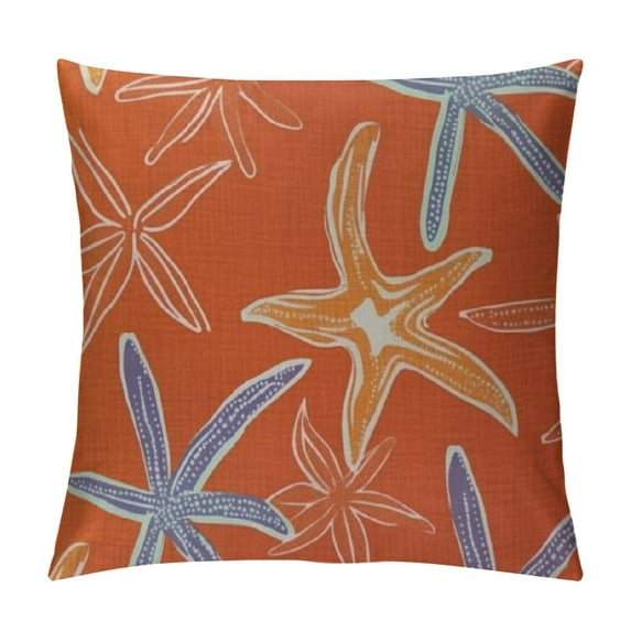 COMIO  Starfish Throw Pillow Covers Coastal Decoration for The Home Decorative Cushion Case Motif Pillowcase for Couch Sofa Square Orange